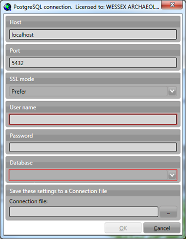 PostGIS connection details