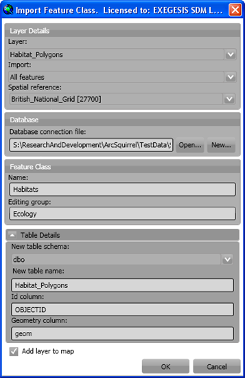 Import layer dialogue