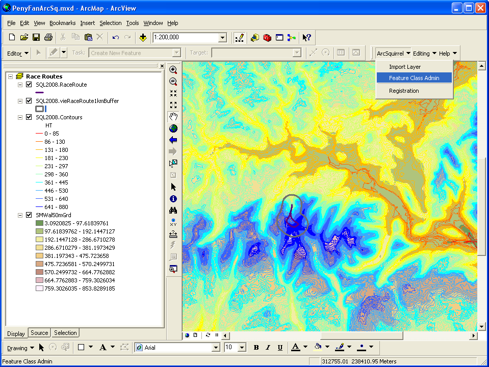 GISquirrel data and menu in ArcMap