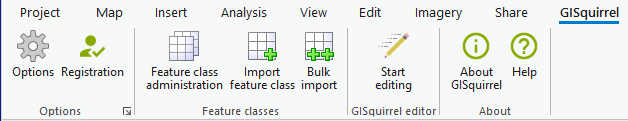 GISquirrel tab in ArcGIS Pro